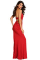 Red Sexy Cutout Draped Halter Gown with Crystal Detail