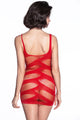 Red Sexy Striped Cutout Mini Chemise Dress
