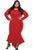 Red Sheer Mesh Splice Curvy Mermaid Dress