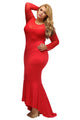 Red Sheer Mesh Splice Curvy Mermaid Dress