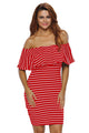 Red White Striped Off-shoulder Bodycon Dress