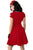 Retro Red Short Sleeve Keyhole Flare Dress