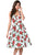Retro Rose Floral Halter Cannes Swing Dress