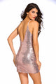 Rose Gold Sequin Ruched Club Dress