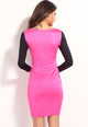 Sexy Rosy Black Two Tone Cut out 3/4 Sleeves Bodycon Dress