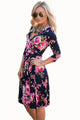 Rosy Blossom Print Navy Wrap Floral Dress