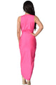 Rosy Draped Slit Front Maxi Dress