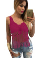 Rosy Lacy Crochet Cropped Vest Top