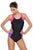 Rosy Lilac Detail Black Racerback One Piece Swimsuit