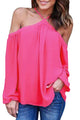 Rosy Long Sleeve Off Shoulder Halter Top
