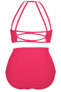 Rosy Patterned Mesh Insert Plus Size Swimwear