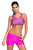 Rosy Stripe Patten Sport Bra Swim Trunk 2pcs Swimsuit
