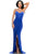 Royal Blue Asymmetric Shoulder High Split Prom Dress