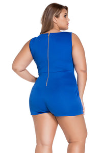 Royal Blue Gold Buttons Romper