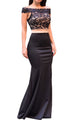Scalloped Lace Off Shoulder Mermaid Evening Dress