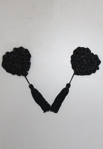 Sexy 1 Pair Black Lucky Shape Pasties with Tassels