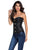 Sexy 2pcs 14 Steel Bones Buckle Sides Lace up Overbust Corset