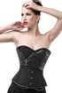 Sexy 2pcs Black Brocade Corset with Faux Leather Detail