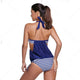 Sexy 2pcs Navy Splice Stripes&Stars Halter Tankini Swimsuit