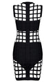 Sexy 3pcs Black Caged Bandage Dress