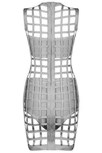 Sexy 3pcs Gray Caged Bandage Dress