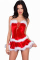 Sexy 3pcs Maribou Trim Santa Christmas Costume