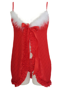 Sexy 3pcs Sexy Short Babydoll Open Front Mrs.Claus Costume