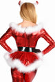 Sexy 4pcs Fluffy Santa Girl Christmas Costume in Red