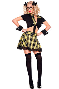 Sexy 5 Pieces Yellow Plaid Detention Hottie Costume