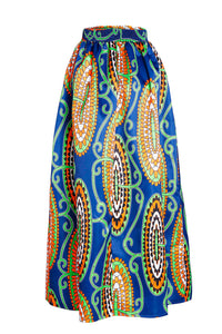 Sexy Abstract Floral African Print Navy Maxi Skirt