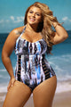 Sexy Abstract Print Style Plus Size One Piece Swimsuit