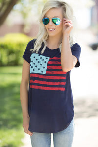 Sexy All American Flag T-shirt in Navy