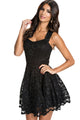 Sexy All Black Lace Party Skater Dress