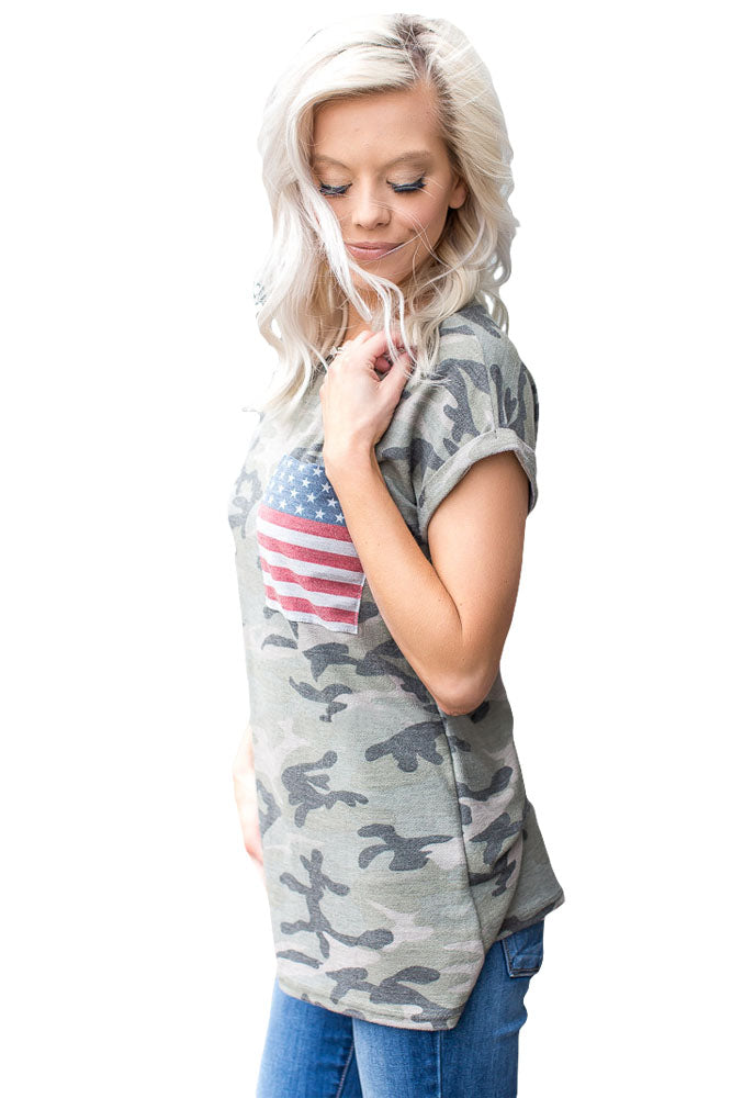 Sexy American Flag Pocket Grey Camo Shirt SEXY AFFORDABLE CLOTHING Sexy American Flag Pocket Grey Camo Shirt SEXY AFFORDABLE CLOTHING