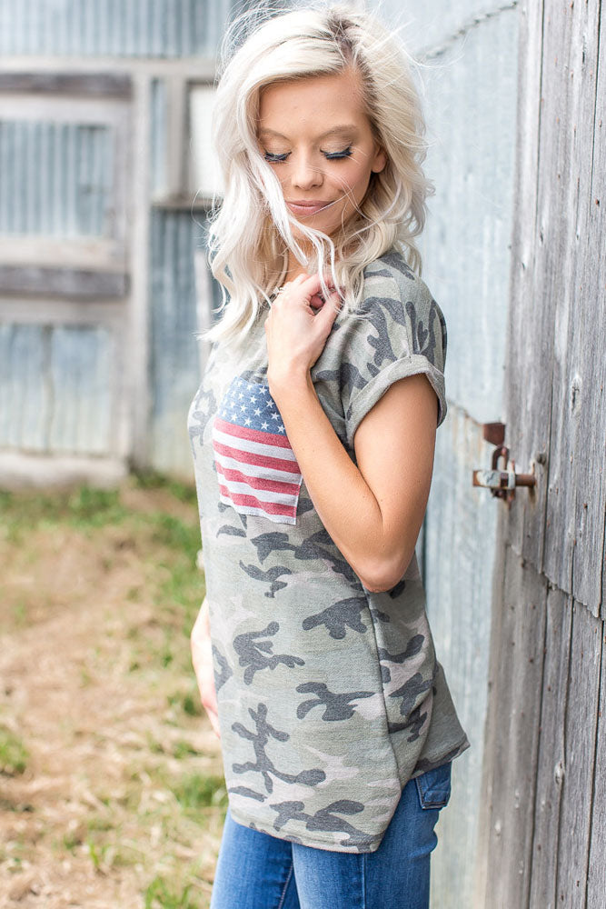 Sexy American Flag Pocket Grey Camo Shirt SEXY AFFORDABLE CLOTHING Sexy American Flag Pocket Grey Camo Shirt SEXY AFFORDABLE CLOTHING