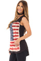 Sexy American Flag Print Black Relaxed Tank Top