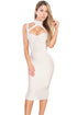 Sexy Apricot High Neck Hollow-out Bandage Dress