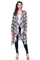 Sexy Apricot Hipster Plaid Draped Open Front Cardigan