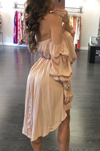 Sexy Apricot Off Shoulder Ruched Hi-low Dress