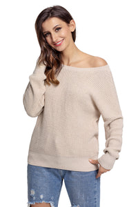 Sexy Aprioct Cross Back Hollow-out Sweater