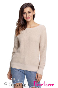 Sexy Aprioct Cross Back Hollow-out Sweater