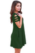 Sexy Army Green Banded Short Sleeve Relaxing Casual Dress