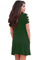 Sexy Army Green Banded Short Sleeve Relaxing Casual Dress