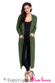 Sexy Army Green Cable Knit Long Cardigan