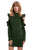 Sexy Army Green Cold Shoulder Ruffle Long Sleeve Bodycon Dress