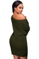 Sexy Army Green Crisscross Knitted Long Sweater