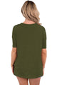 Sexy Army Green Cutout Choker Detail Short Sleeve T-shirts
