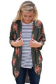 Sexy Army Green Floral Kimono Cardigan Loose Cover up
