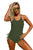 Sexy Army Green Halter Neck Lace up Sides Monokini