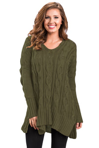Sexy Army Green Oversized Cozy up Knit Sweater